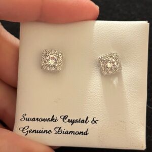 Swarovski Silver Crystal Stud Earrings
